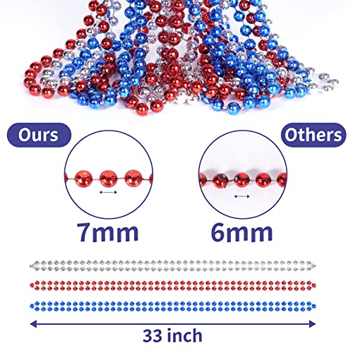 YAXINRUI-15-Pcs-4th-of-July-Necklace-Patriotic-Beads-Necklaces-4th-of-july-Accessories-33-Inch-Independence-Day-Patriotic-Beads-Necklaces-4th-of-July-Beads-for-Patriotic-Parade-Party