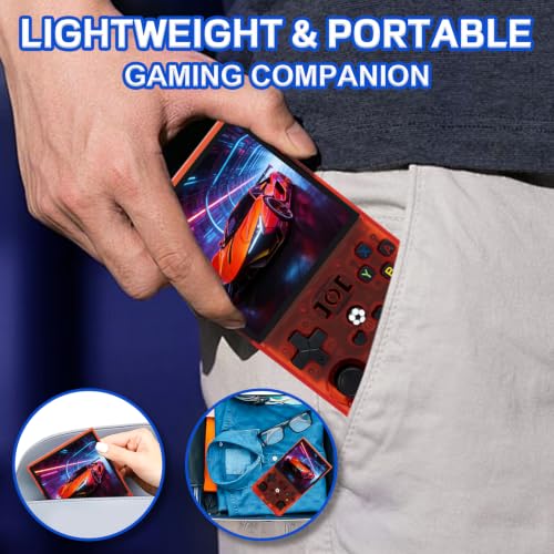 Image of R36MAX Video Game Console - 4.0-Inch Screen, Support 18000+Classic Games,64G TF Card,Portable Console with Open Source System,4000mAh Battery,Birthday Gift for Adult or Partner (Red)