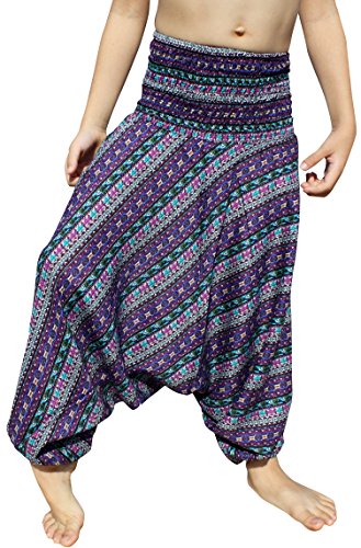 Image of RaanPahMuang Brand Light Viscose Smock Kids Aladdin Pants Bright Prints