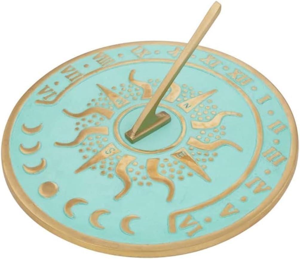 Solstice NESW Summer Vibes zegar słoneczny zegar słoneczny niebieskie wykończenie Verdigris średnica 25 cm vintage tarcza przeciwsłoneczna ogród