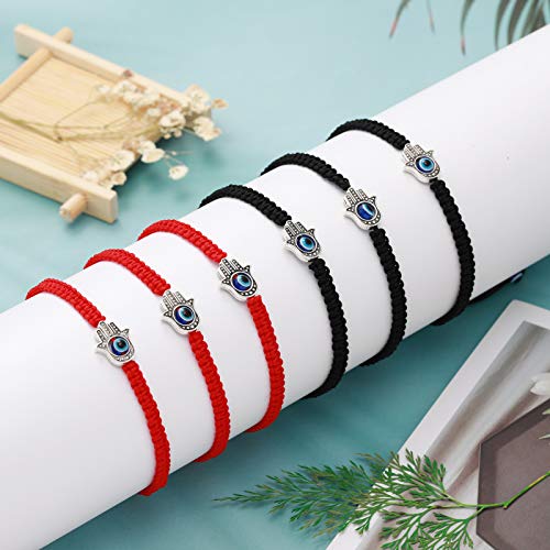 Hicarer 12 Pieces Evil Eye Braided Bracelets Adjustable Kabbalah Bracelets Handmade Braided Cord Protection Bracelets Lucky Friendship Bracelets3