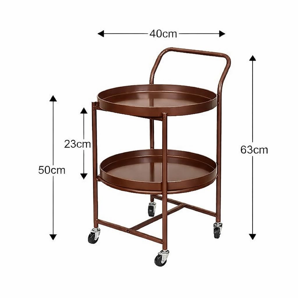 OGFC 57237 Home Bar Cart Drinks Food Serving Trolleys Sideboard 2 Tier Hairdressing Trolley On Wheels Bar Cart for Home, Living - Size:63 x 40 x 40cm (Color : Brown) 1
