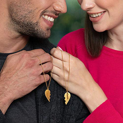 NOUMANDA Stainless Steel Custom Name Heart Necklace Fashion Half Heart Pendant Couple Love Jewelry3