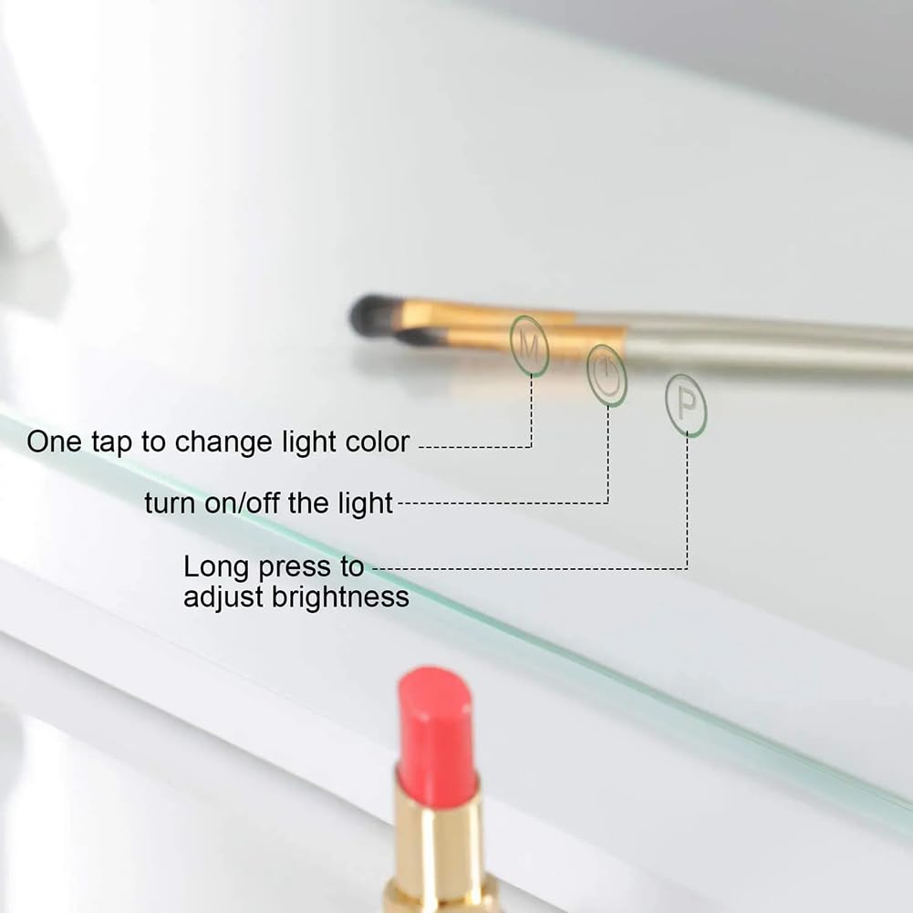 Tabletop Make -Up -Spiegel Mit LED -Licht, Abgerundeter Schreibtisch/Kommode Waschtisch Make -Up -Spiegel, Moderner Beleuchteter Spiegel Für Frau, Geburtstag Hochzeitsgeschenk,Gold,30cm