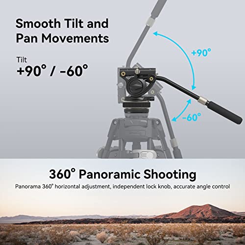 Image of SmallRig DH10 Heavy Duty Tripod Fluid Video Head with Flat Base and Adjustable Handle, Quick Release Plate for Manfrotto Video Head Mount Plate, Load up to 22Ibs, for Video Cameras, DSLR Cameras 4165