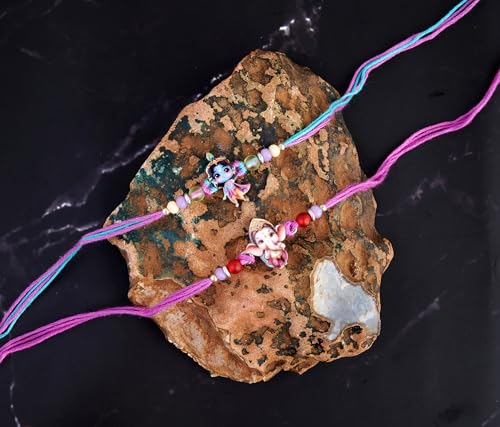 Rakhi For Brother - Set of 2 With Greeting Card For Raksha Bandhan Designer Rakhi Thread for Bhaiya - Krish Design kri0220252