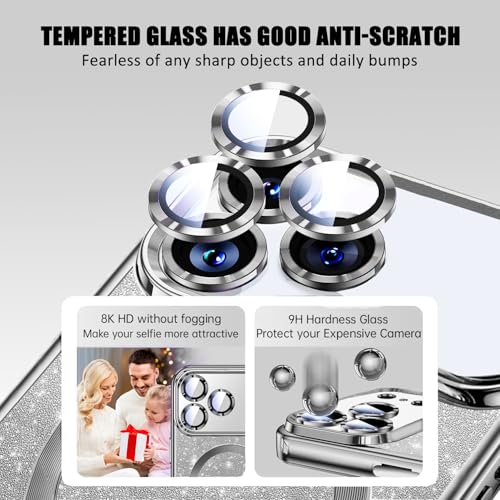 Image of Misscase for iPhone 17 Pro Max Case Compatible with MagSafe,Built-in Camera Lens Protector Full Protection Soft TPU Anti-Scratch Anti-Fingerprint Magnetic Glitter Slim Case Cover 6.9 inch Silver