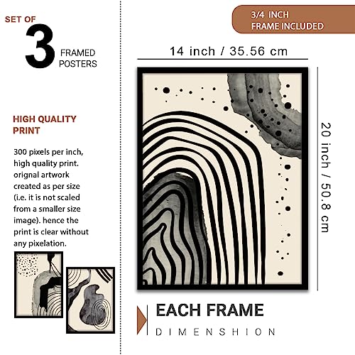 Image of NoWorries Abstract Line Art Wall Decor | Set of 3 Framed Paintings for Home Decoration | Minimalist Wall Art for Living Room, Bedroom, Office & Cafe | Modern Prints (Theme: Abstract, Pattern: Line Art) ( Art-6, 13x19inch)