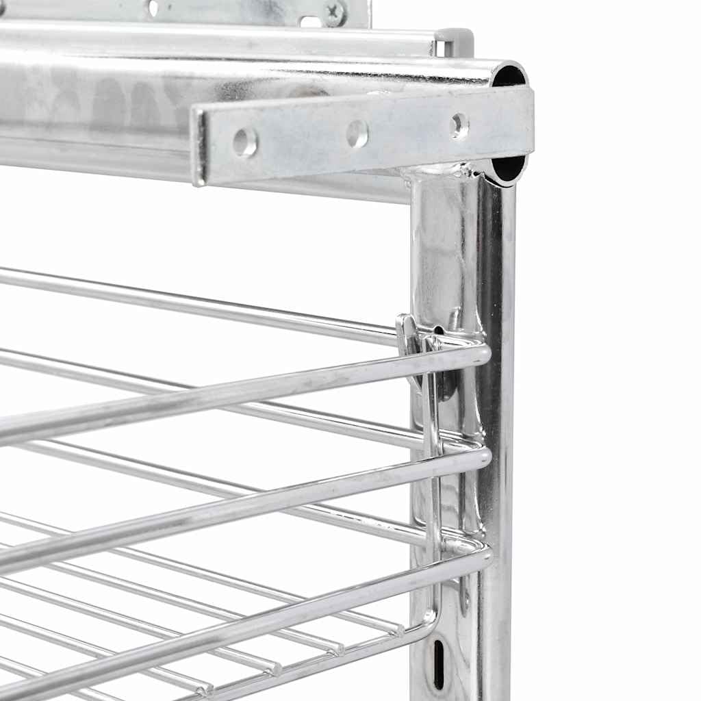 vidaXL Bandeja Extraíble Cocina 3 Niveles Alambre Plateado 47x25x56 cm Canasta Accesorios para Organización Optimización Práctica Espacio Utensilios