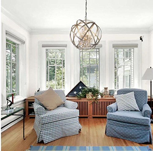 Jojospring Benita 4-Light Light Gold With Bronze Metal Crystal Orb Chandelier #TOP1