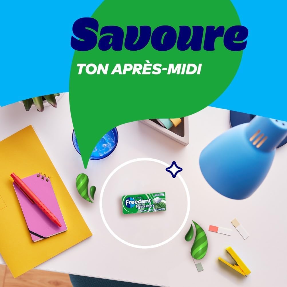 FREEDENT REFRESHERS Chewing Gum Sans Sucre Goût Menthe Verte 12 Paquets 96 Dragées