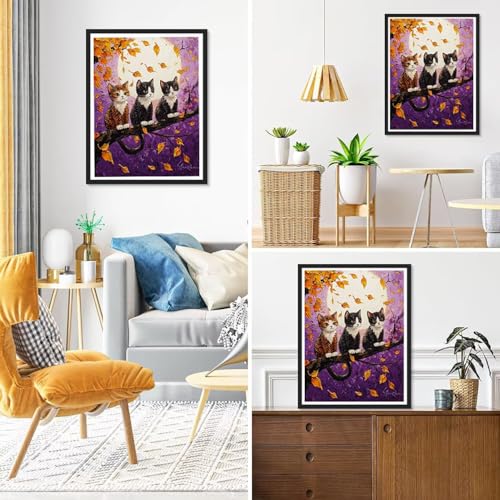 Peinture par Numéro Lune Chat pour une Décoration Maison Cosy