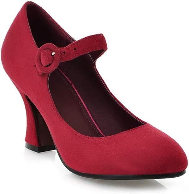 MFairy Women's Buckled Mary Jane Shoes Chunky Heel Cushioned Dress Pumps - Image 2