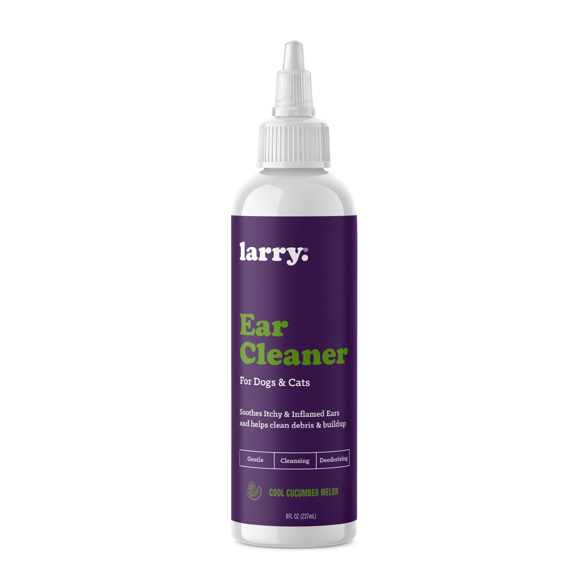 Larry Dog Ear Cleaner Solution, Cat Ear Cleaner, Gentle Ear Cleaner for Dogs & Cats – Cleans, Dries & Deodorizes to Help Remove Debris & Buildup, 8 fl oz