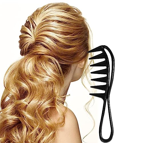 Breite Zahnkämme, Haarkamm Breiter Zahnkamm Professioneller Friseur Kamm Antistatischer grob Kamm Haarstyling Lockenkamm für Home Salon Friseurkamm Frauen Männer (Schwarz)