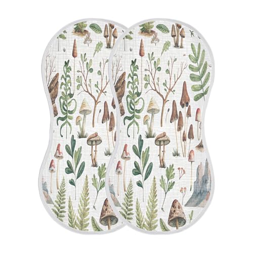 Kigai Snail Mushroom Baby Burp Cloths Extra Soft and Absorbent Burping Rags Cotton Burping Clothes Baby Washcloths for Newborn Boys Girls - 2 Pack2