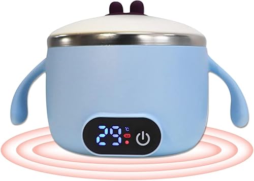 WOOLALA Tazón térmico eléctrico de 1130F para niños cuenco aislado de acero inoxidable 316 contenedor de alimentos aislado con pantalla de