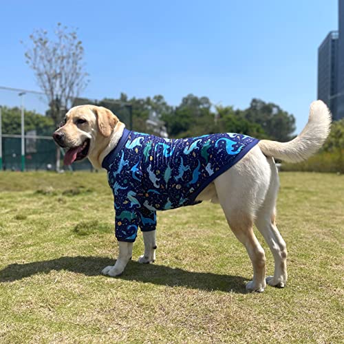 Pripre Dog Navy T Shirts With Universe Dinosaur Pattern Printed Pet Shirt Softable Pajamas For Large Dogs thumb #3
