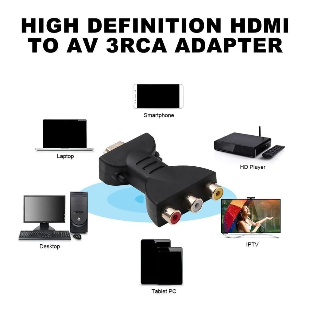 Adaptador RCA a HDMI 1080P AV convertidor para HD TV Box DVD
