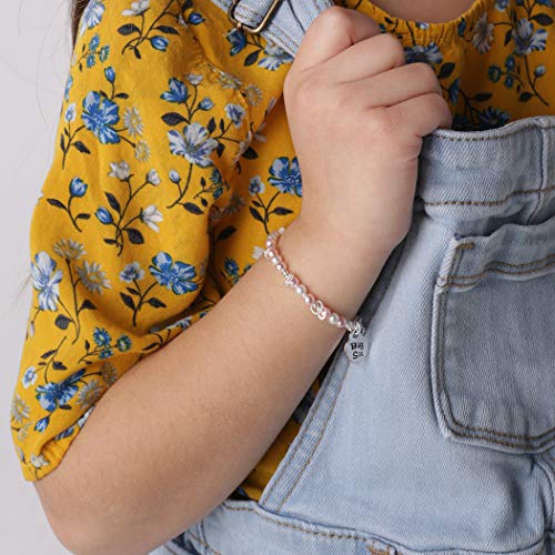 Precious Pieces Children's Sterling Silver "Big Sis" or 'Lil Sis' Bracelet with High-End Simulated Pink Pearls, Matching Sisters Jewelry2