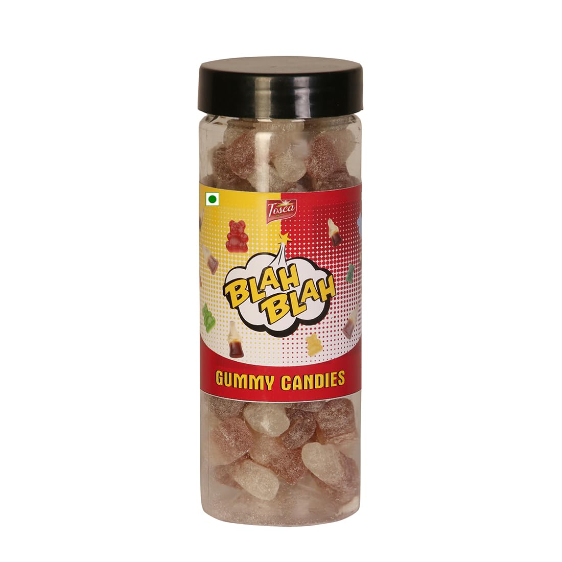 Tosca Blah Blah Fizzy Cola Bottle Gummies - 100% Veg, Gelatine-Free Imported Gummy Candy | Delicious Sugar-Sprinkled Cola Gummies, Perfect for Snacking, Parties, and Gifting (180g)