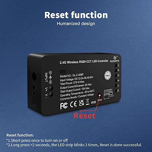 Image of GLEDOPTO Zigbee Pro RGBCCT LED Strip Controller RGB CCT RGBW RGBWW 5 in 1 Compatible with SmartThings Amazon Echo Plus App /Voice Control (Zigbee Pro RGBCCT Controller with Reset Key)