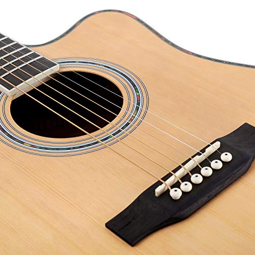 Home Game Acoustic Guitar Full Size Spruce Cutaway for Beginners Students Kids with Advanced Kit, 41 Inches, Right Handed - Thumbnail 4