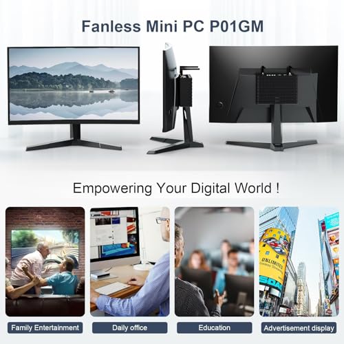 Image of VENOEN Mini PC fanless Win 11 pro, Fanless Mini PC Core i7 1255U (10 Core /12 Thread), Iris Xe Graphics, 16GB RAM 1TB SSD, 2xI225-V LAN, 2xHD + DP Triple Display, USB C, WiFi6, BT5.2, VESA