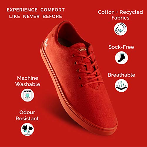 Image of Neeman's Cotton Classic Sneakers for Men | Comfortable & Stylish Lace Up Casual Shoes for Men's | Trendy, Stylish, Breathable, Lightweight Rubber Sole Walking Sneakers