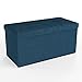 Produktbild Intirilife Faltbare Sitzbank 76x38x38 cm in Ozean BLAU - Sitzwürfel mit Stauraum und Deckel aus Stoff mit Mulden - Sitzcube Fußablage Aufbewahrungsbox Truhe Sitzhocker