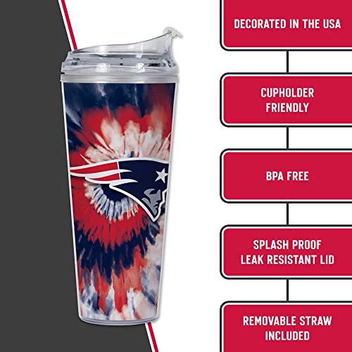 Image of Rico Industries NFL Football Glitter 24oz Acrylic Glitter Tumbler with Hinged Lid, Officially Licensed Double Wall Tumbler with Straw