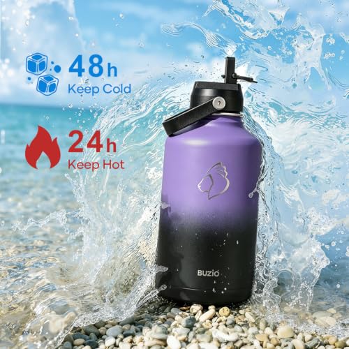 Image of BUZIO 64 oz Insulated Stainless Steel Water Bottle with Dust-proof Lids