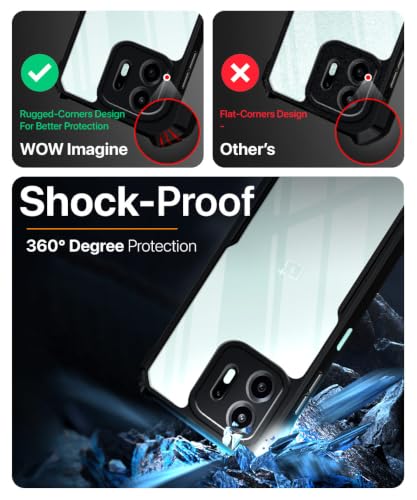 Image of WOW IMAGINE Shock Proof Clear Back Case Mobile Cover for 1+ OnePlus N6 5G (Hard | Hybrid PC + TPU | Full Armour Device & Camera Protection | Black)