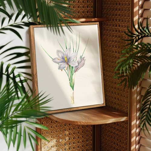 crmotu Floral Framed Wall Art, Daffodils Vintage Art Prints, Minimalist Botanical Watercolor Canvas Painting, Nature Plant Rustic Wall Decor Living Room Bathroom Bedroom Decor Aesthetic, 12x16inch