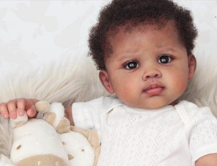 Miniatura 4 de iCradle Muñeca Reborn de bebé de 24 pulgadas de silicona suave afroamericana realista para niños a partir de 3 años