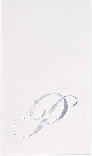 Miniatura 8 de Gift Boutique 100 servilletas de plata con monograma en blanco para invitados, letra L, paquete de papel desechable, elegante servilleta de mano