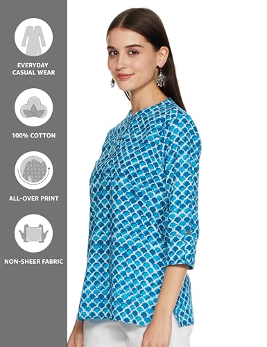Image of Amazon Brand - Myx Women Cotton Straight Fit Straight Kurti (Available in Plus Sizes)