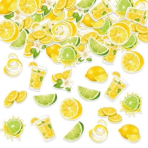 KASESSS 100 Pièces Citron d'Hawaï Confettis de Table, Anniversaire Confettis, Décoration Table en Papier, Citron Jaune Dispersée Décoration Table en...