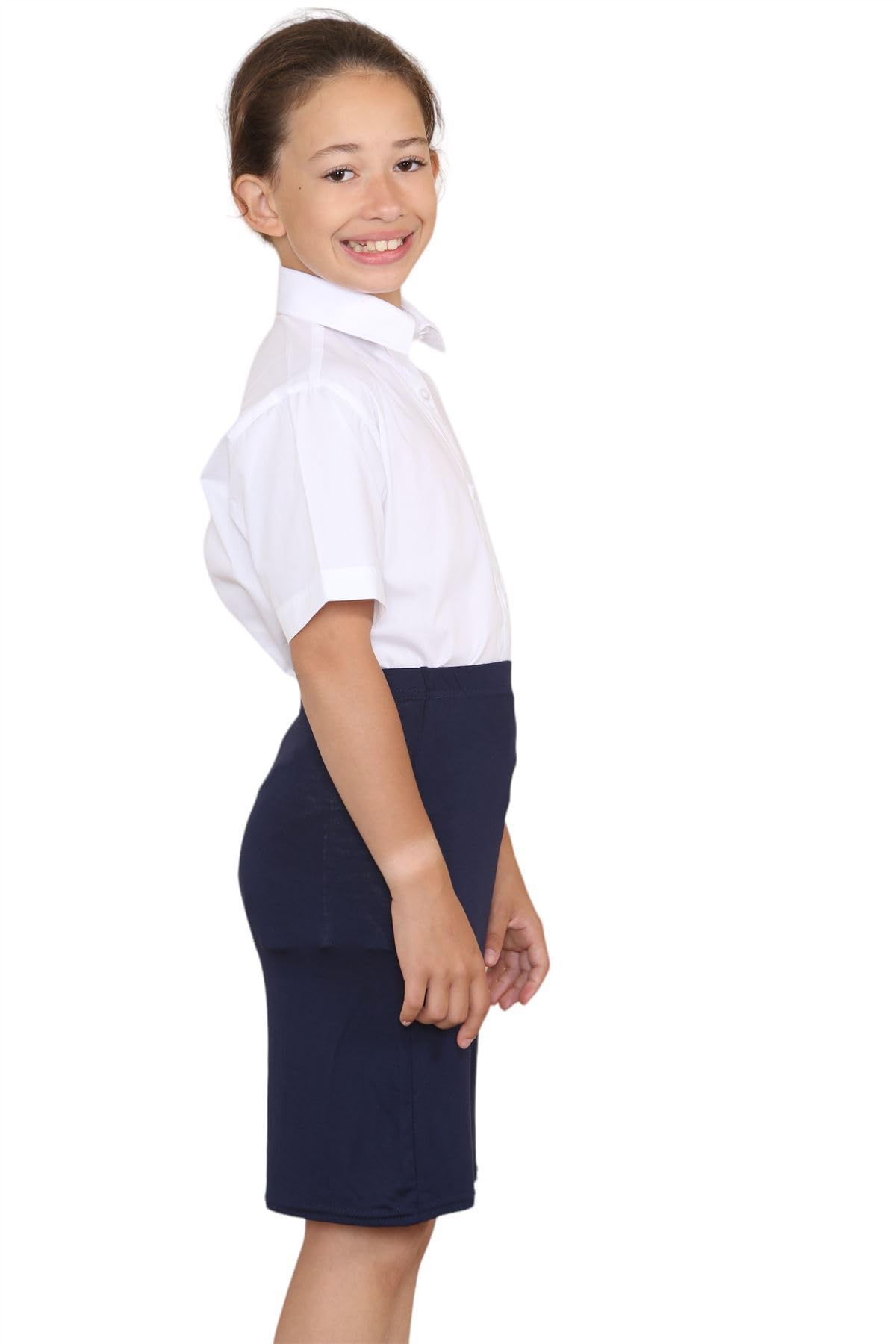 Nowa dziewczęca koszula z krótkim rękawem z kołnierzykiem swobodny mundurek dwupak bluzka top, biały, 76 cm Skrzynia