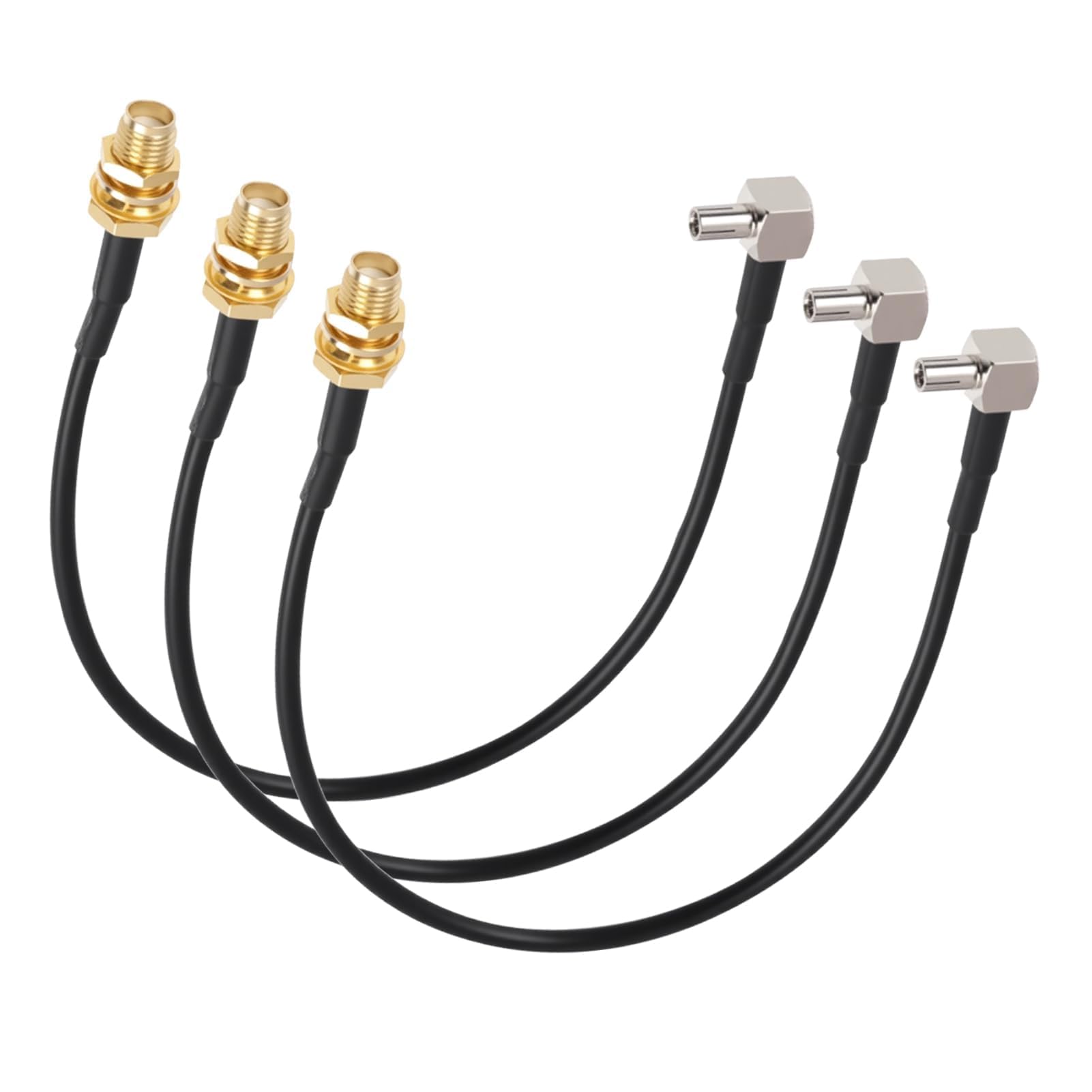 3 x adapter antenowy TS9 męski na SMA żeński, 20 cm RG174, kąt prosty, do routera Netgear, Huawei, ZTE 4G LTE 4G, mobilny wzmacniacz sygnału internetowego 3G 4G 5G