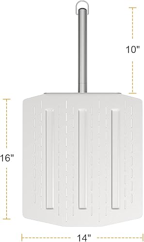 Miniatura 2 de Paleta de pizza perforada de 14 pulgadas de acero inoxidable 304 de grado alimenticio para horno de pizza y parrillas espátula de pizza de grado