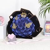 DIY Glitter Roses: Artificial Bouquet of Shiny Fake Flower Bouquet Perfect for Mothers Day Gift， Anniversary， Weddings - 25 Roses (Blue)
