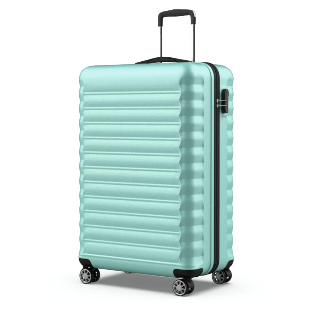 NUMADA - Valigia Grande Upfly 25Kg Upfly 28' ABS (75x49x29cm) con chiusura a combinazione e 4 ruote doppie a 360 | Resistente | Leggera | Interni a scomparti | Verde
