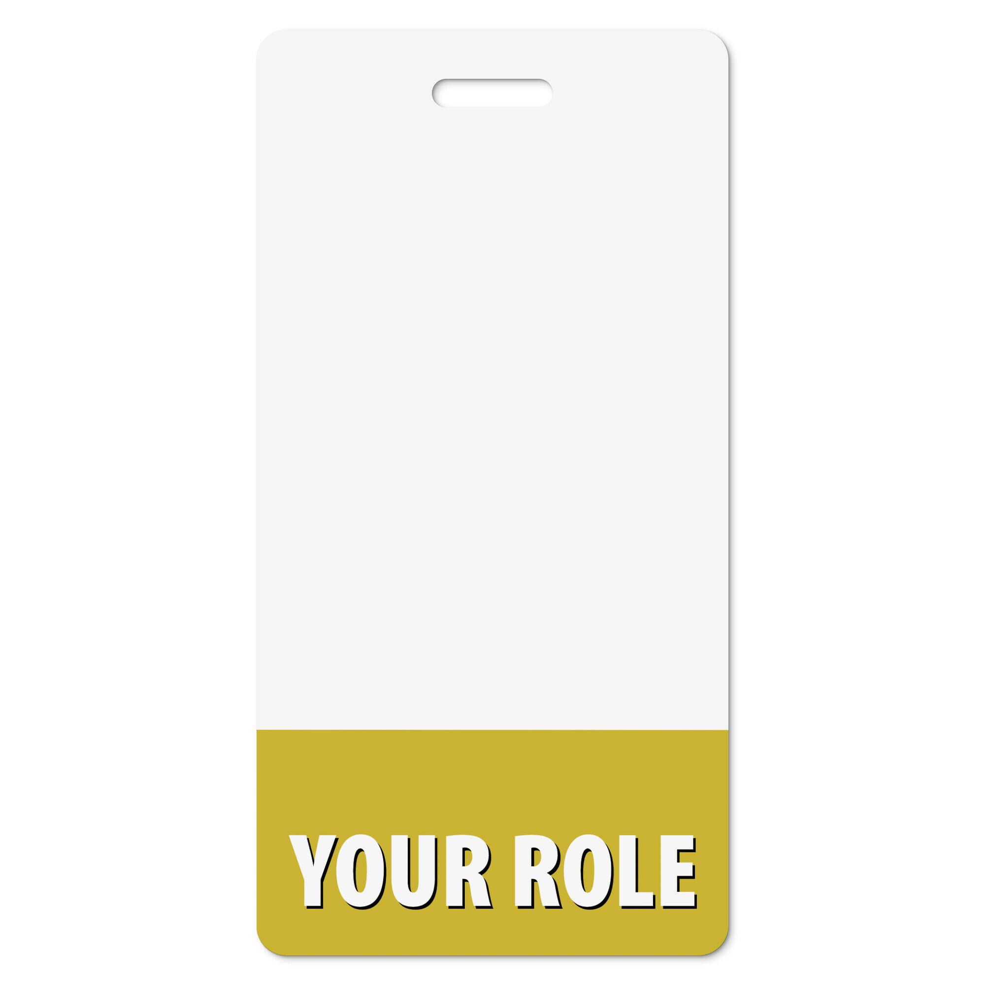 Custom Badge Buddy - in Gold Color - Vertical - Double Sided Backer Card - Durable and Water Resistant Ideal for Teachers, Nurses, Doctors, and