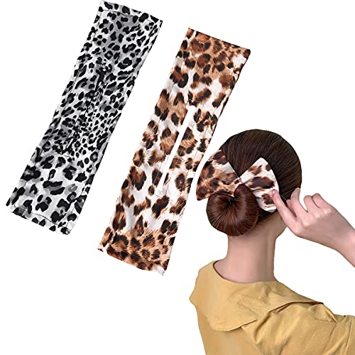 Deft Bun for Hair, Magic Donut Hair Bun Maker, French Twist Hair Tool to Roll a Bun, Twist a Bun (Leopard Pattern)