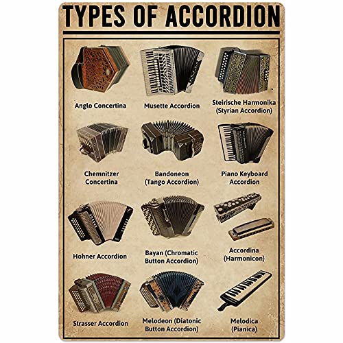 Types Of Accordion Metal Tin Signs Accordion Knowledge Posters