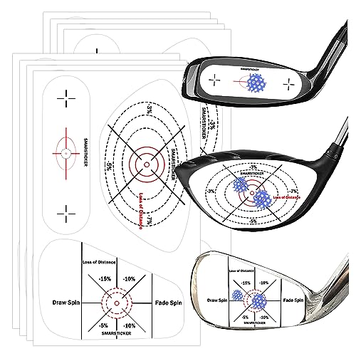 SMARSTICKER Golf Driver Blue Impact Tape Set Labels Standard Self-Teaching Sweet Spot Target Sticker Training Aids Tape Wood Iron Ball Hitting Recorder for Swing Practice (150)