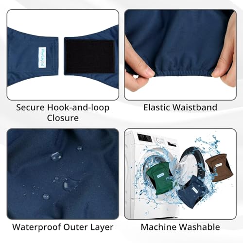 Image of Paw Legend Washable Dogs Diapers Male Dog Belly Bands for Male Dogs Diapers Reusable Puppy & Doggie Diapers Male (3 Pack, X-Large)
