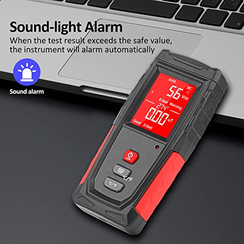 Image of EMF Meter, XRCLIF Digital Electromagnetic Radiation Detector, Hand-held EMF Tester for Home /Outdoor, Ghost Hunting Equipment, Electric Field /Magnetic Field Monitor with LED Light & Sound Alarm