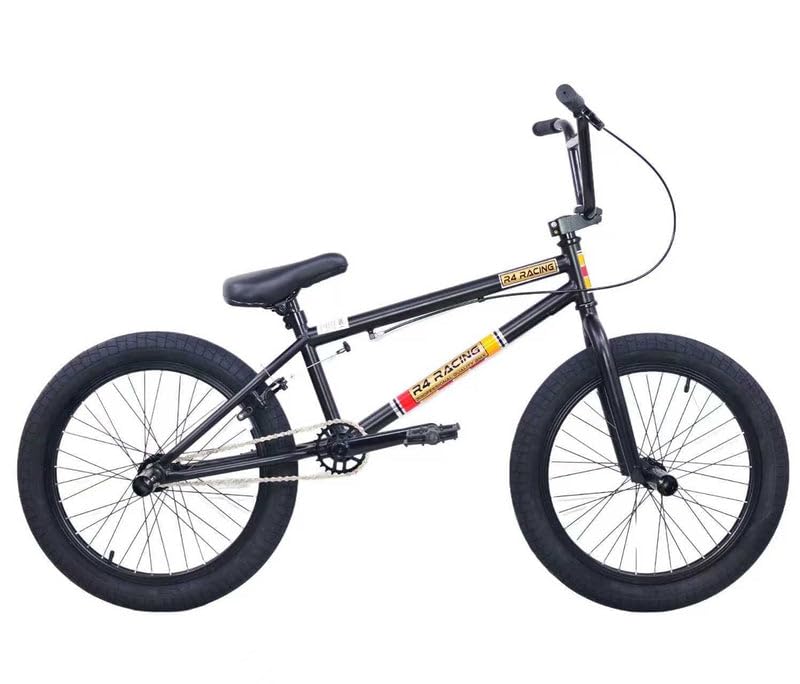 R4 BMX Complete Bike 20 Inch Stunt Pro Bicycle Sealed Hubs Freestyle Youth/Adult with Pegs, Black